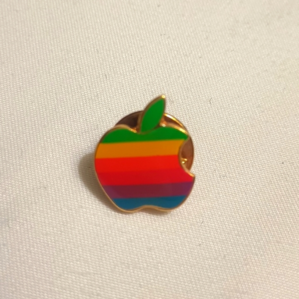 Vintage 1980's Apple Mac Computer Rainbow Logo Lapel Tie Tack Pin